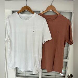 All Saints Men's White and Clay Short Sleeve Tees